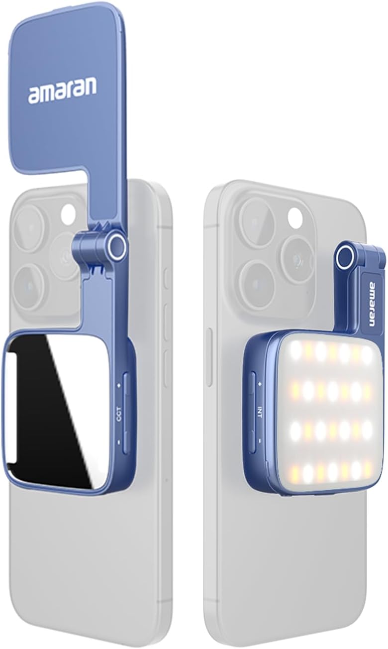 AMARAN Go Compatible with MagSafe Mini Phone Light,Rechargeable Portable Light Mirror Light LED Phone Light for Selfie,Makeup,Video Conference,TikTok (Blue) - Image 1